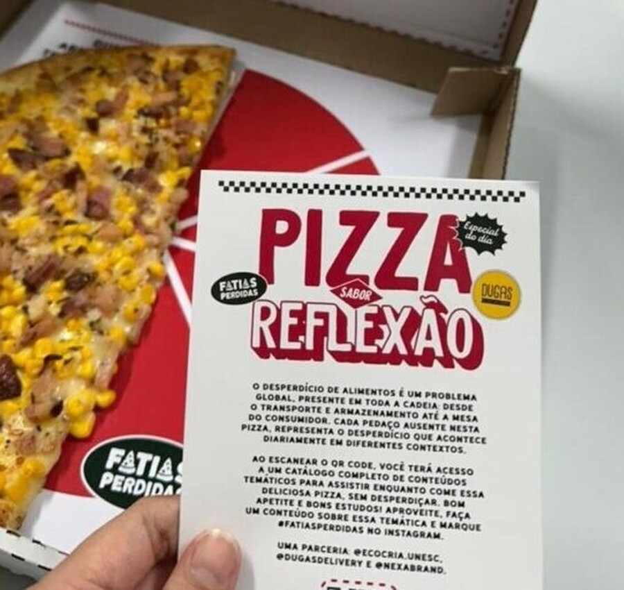 Ativação na Unesc transforma pizza em gráficos contra a fome