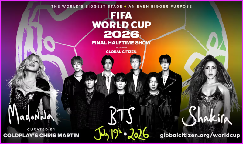 Madonna, Shakira e BTS farão o show do intervalo da final da Copa do Mundo 2026
