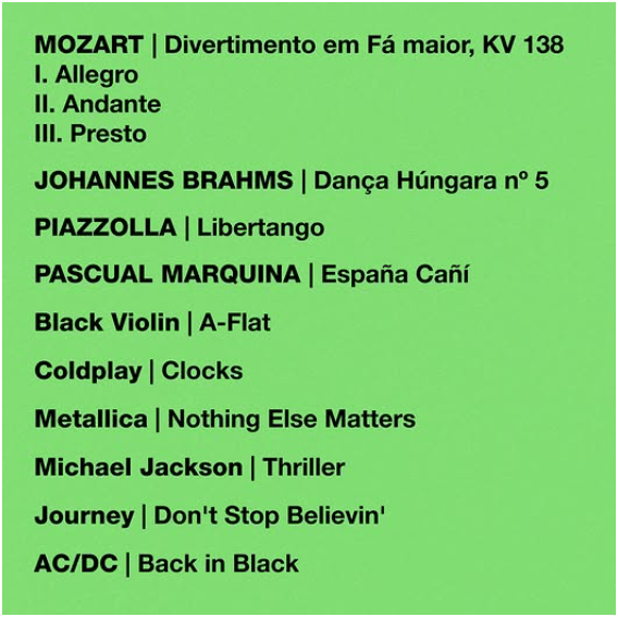 Diálogos Musicais, do Clássico ao Rock, programa, repertório do concerto da Camerata Di Venezia
