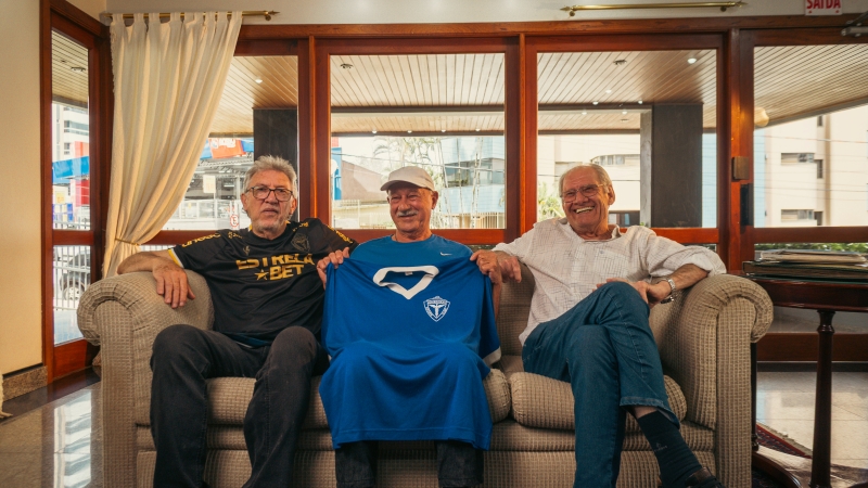 Alvim, Toco e Conti, ex-jogadores do Comerciário