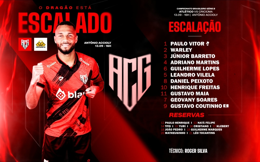 escalação atlético goianiense para enfrentar o criciúma pela Série B